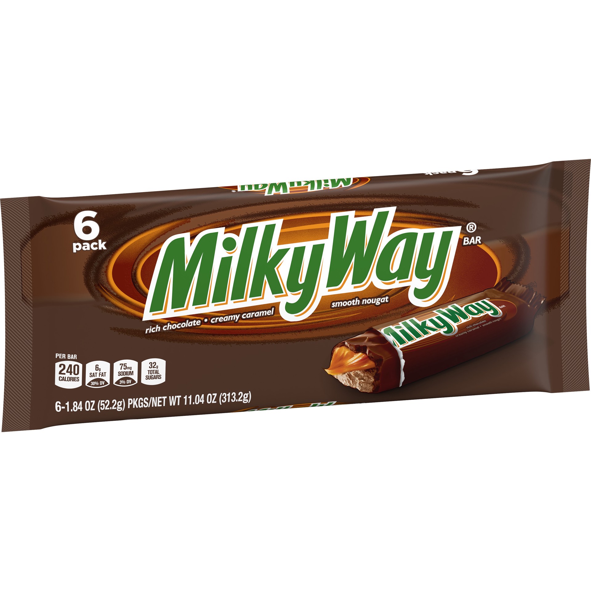 slide 1 of 4, Milky Way MILKY WAY Milk Chocolate Candy Bars Bulk Pack, Full Size, 1.84 oz, (Pack of 6), 11.04 oz