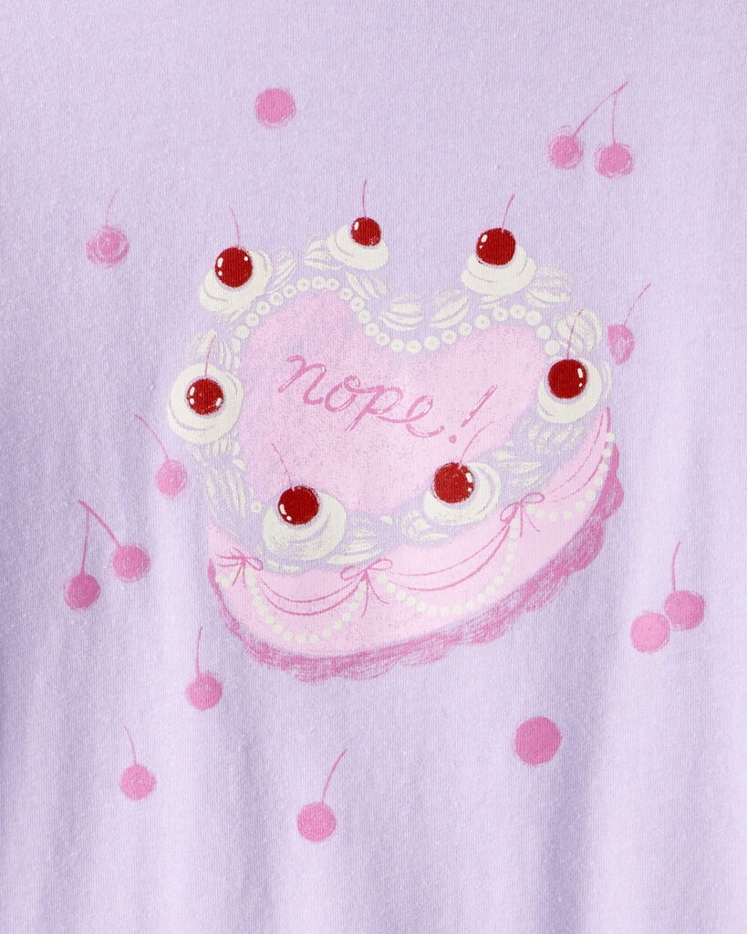 slide 2 of 2, Oshkosh Girls Heart Cake Long-Sleeve Graphic Tee - Purple Purple S, 1 ct