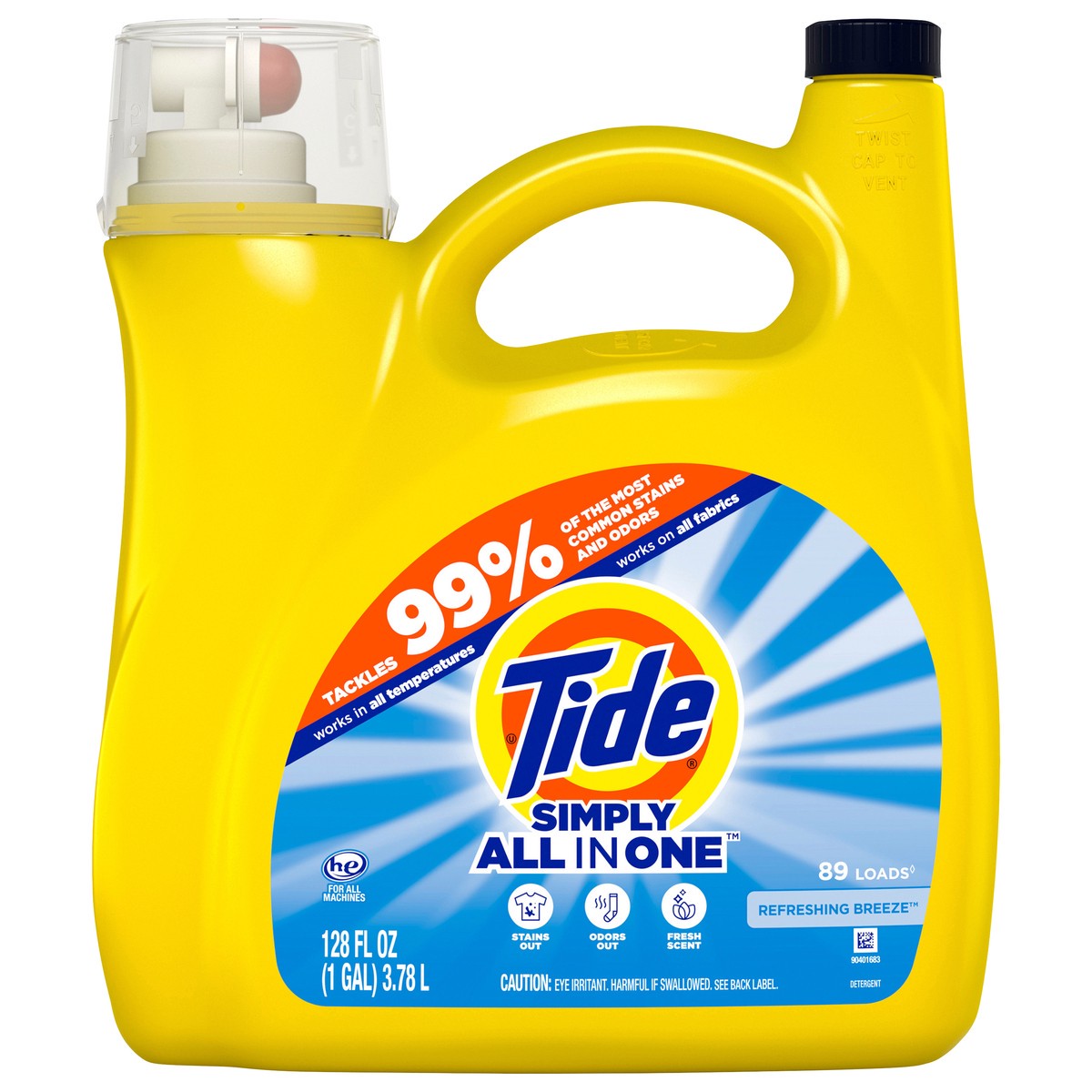 slide 1 of 5, Tide Simply Clean & Fresh Liquid Laundry Detergent, Refreshing Breeze, 89 loads, 128 fl oz, 128 fl oz