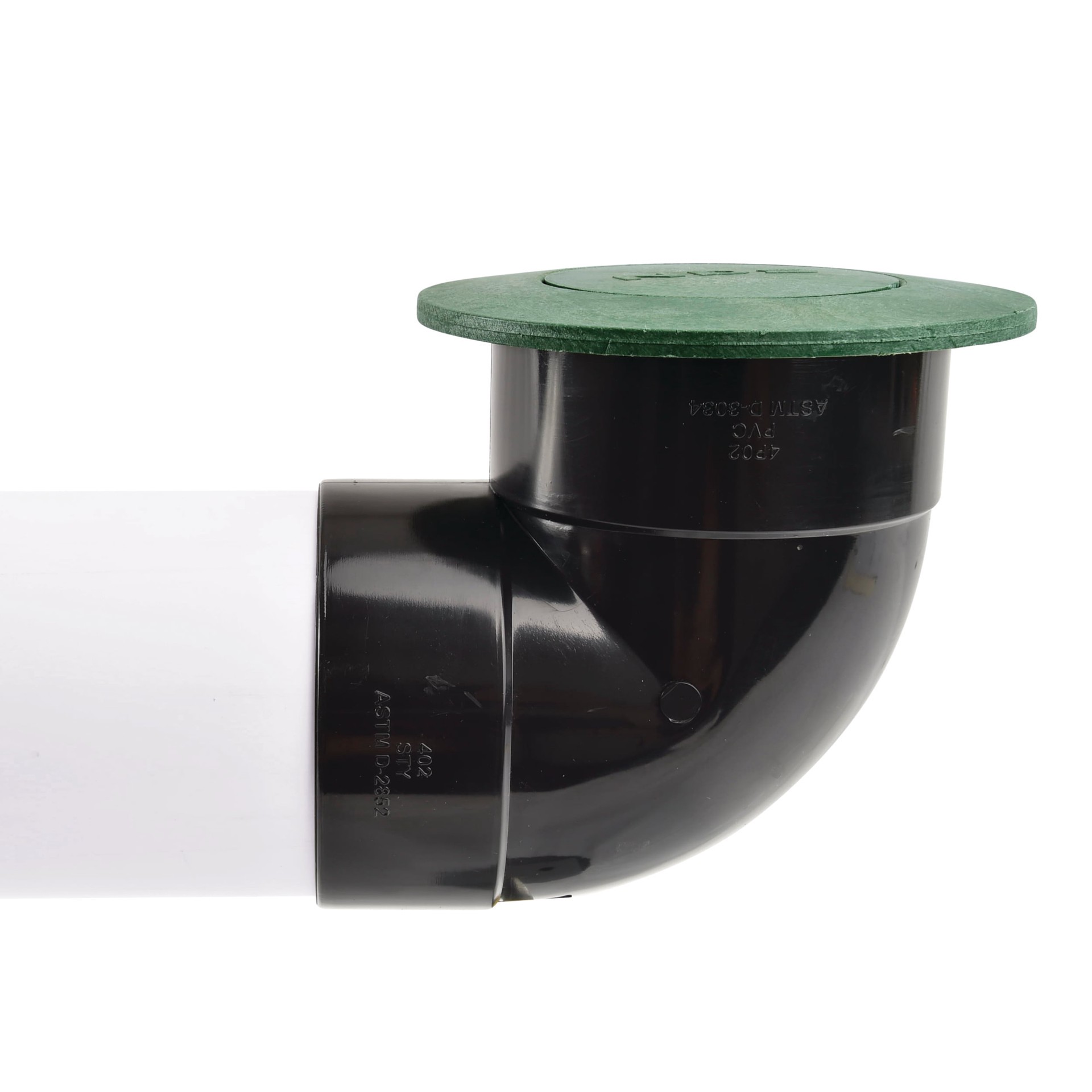slide 3 of 6, NDS Round Pop-Up Drainage Emitter with Elbow for 6-in Drain Pipes, Green Plastic, 1 ct