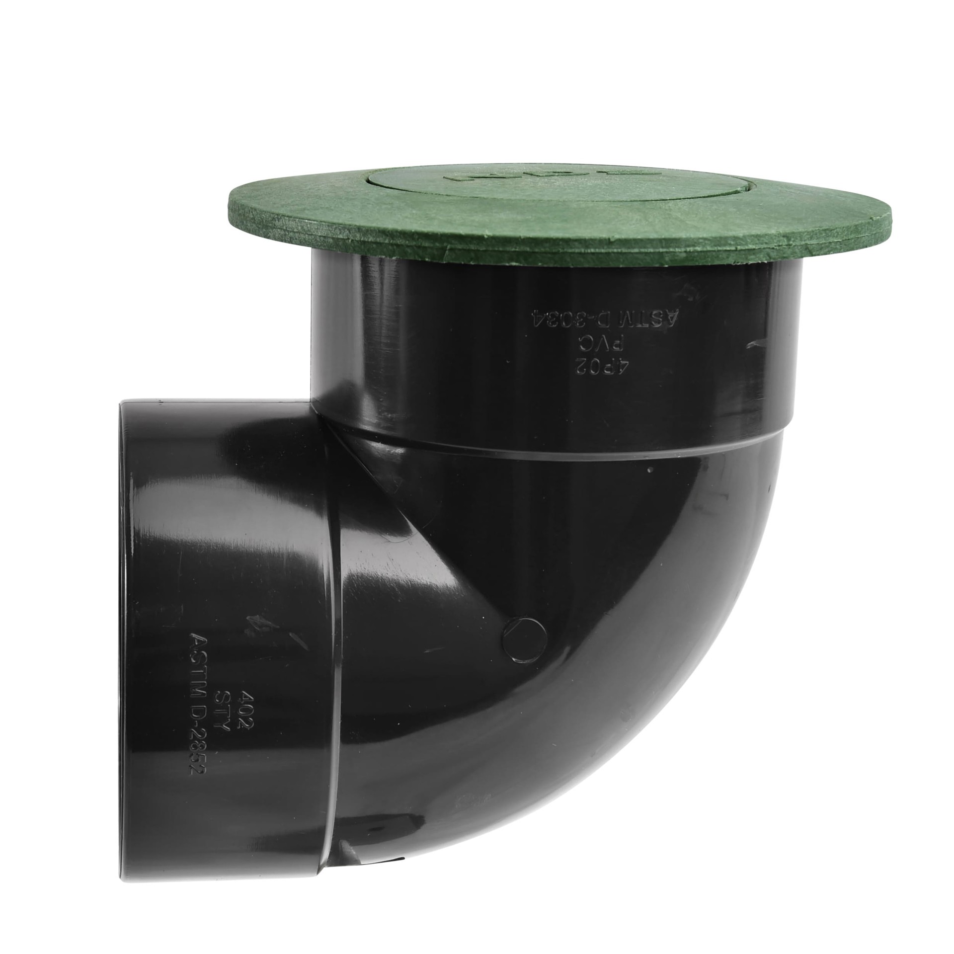 slide 4 of 6, NDS Round Pop-Up Drainage Emitter with Elbow for 6-in Drain Pipes, Green Plastic, 1 ct