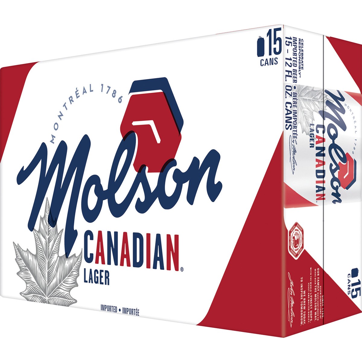 slide 1 of 5, Molson Lager Beer, 5% ABV, 15 ct; 12 fl oz