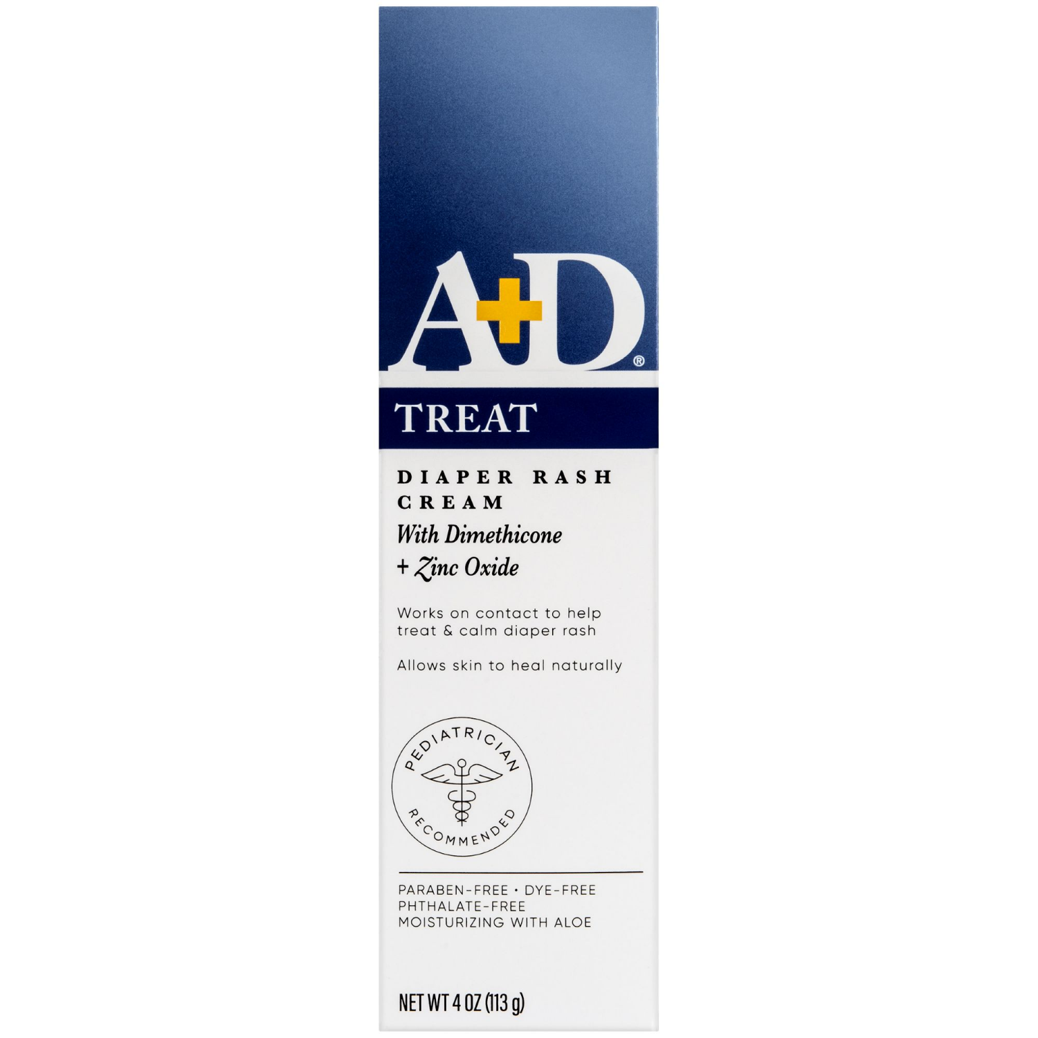 slide 1 of 2, A+D Treat Diaper Rash Cream with Dimethicone + Zinc Oxide 4 oz, 4 oz