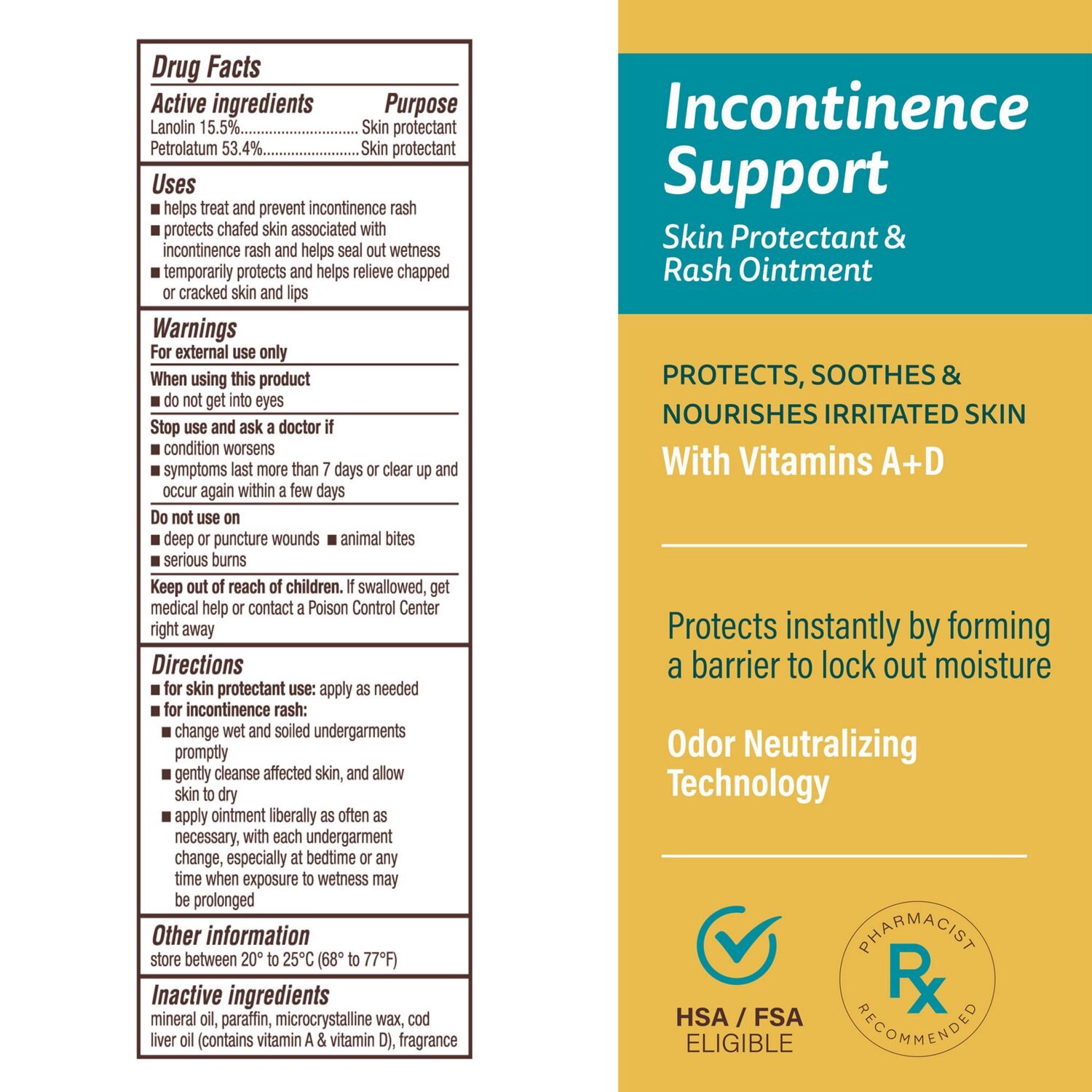 slide 6 of 7, A+D Incontinence Support Skin Protectant & Rash Ointment 3.5 oz, 3.5 oz