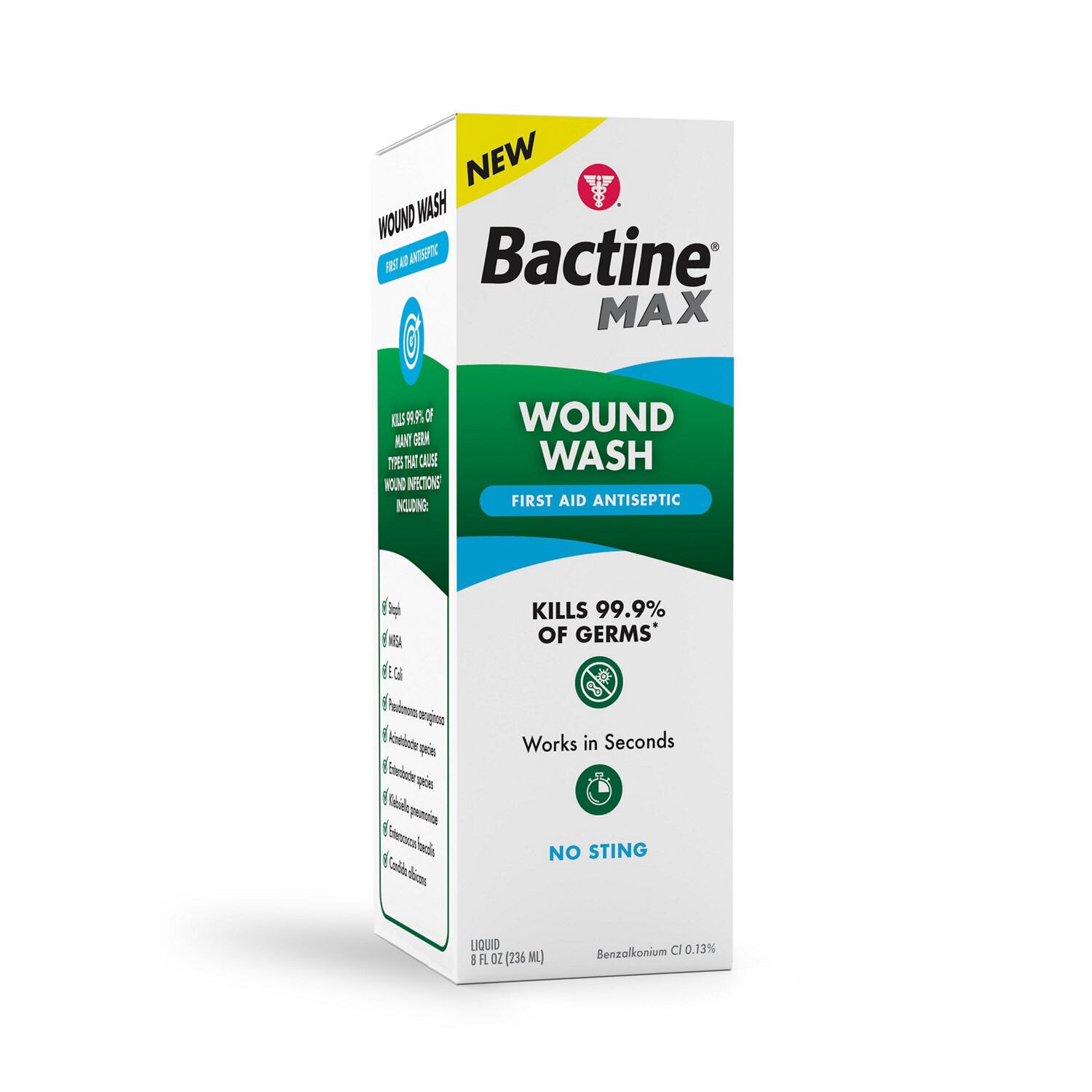 slide 2 of 5, Bactine MAX Wound Wash First Aid Antiseptic Liquid, 8 oz