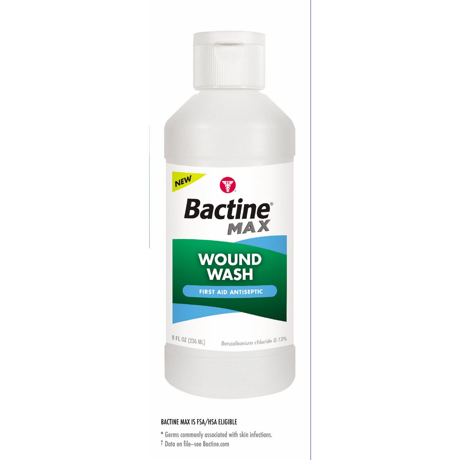 slide 3 of 5, Bactine MAX Wound Wash First Aid Antiseptic Liquid, 8 oz
