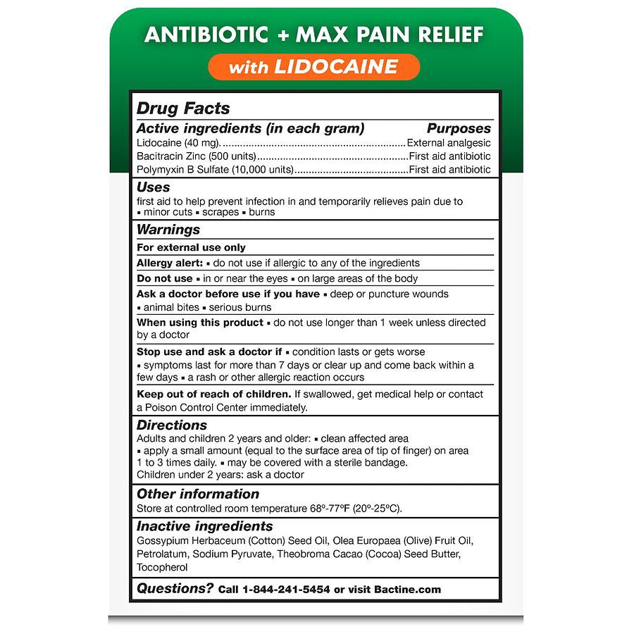 slide 2 of 3, Bactine Max Antibiotic + Pain Relieving Ointment+Lidocaine, 0.5 oz