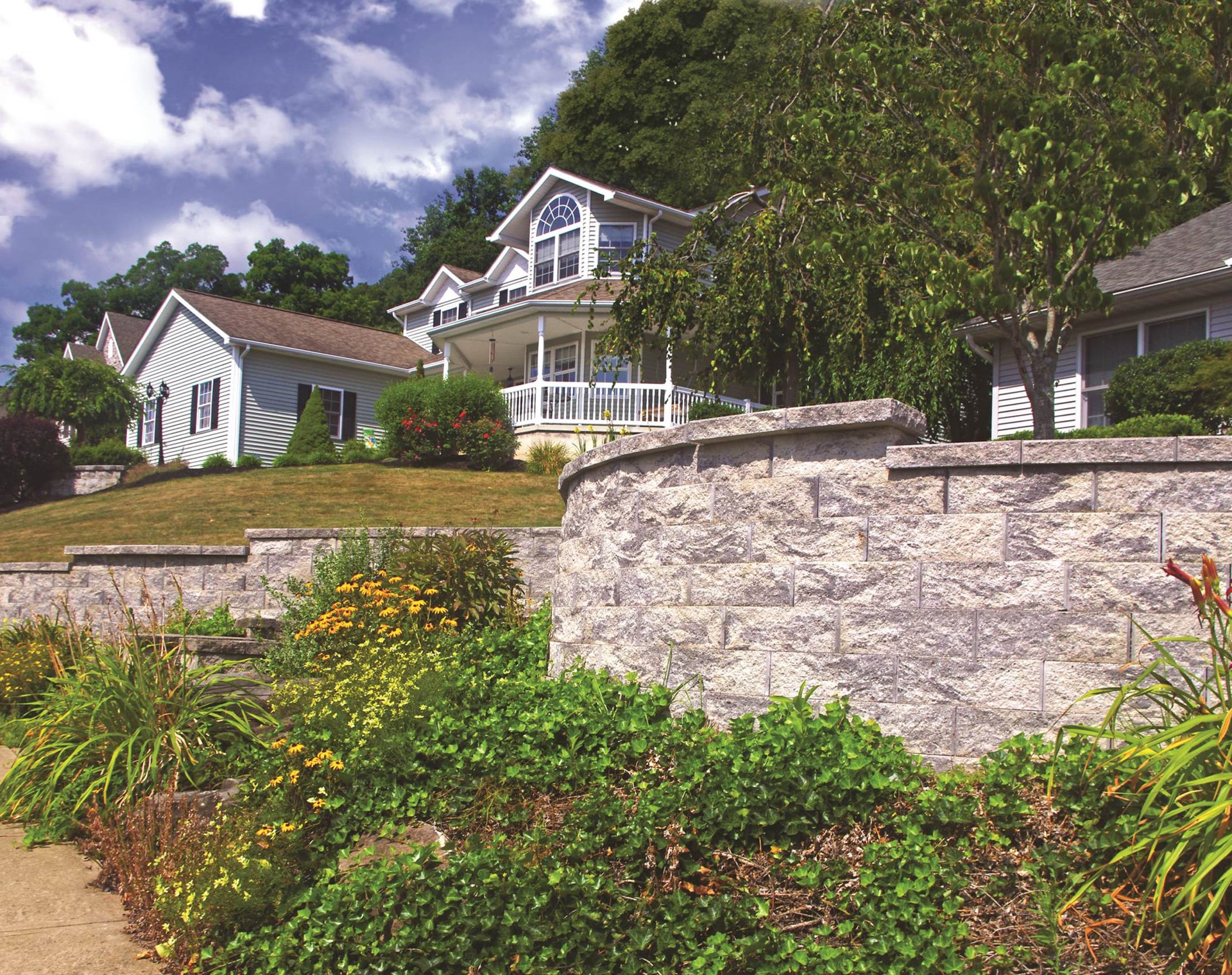 slide 6 of 6, 3-in H x 15.8-in L x 11.5-in D Tan/Charcoal Concrete Retaining wall cap, 1 ct