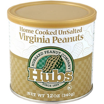 slide 1 of 1, Hubs Home Cooked UnSalted Virginia Peanuts, 12 oz