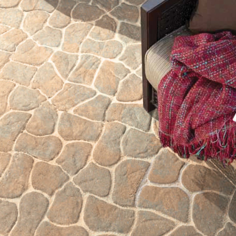 slide 5 of 5, 13-in L x 11-in W x 2-in H Rectangle Tan/Charcoal Concrete Patio stone, 1 ct