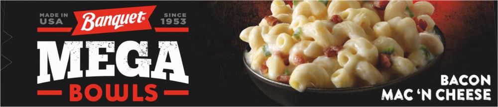 slide 3 of 5, Banquet MEGA Bowls Bacon Mac 'N Cheese, Frozen Meal, 13 oz., 13 oz