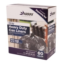 slide 1 of 1, ARRAY Gray Heavy Duty Can Liners, 40 ct