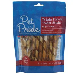 Pet Pride Triple Flavor Twist Sticks Dog Treats 5 Inch