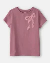 Carters Girls Lace Bow Short-Sleeve Graphic Tee - Pink Blush XL