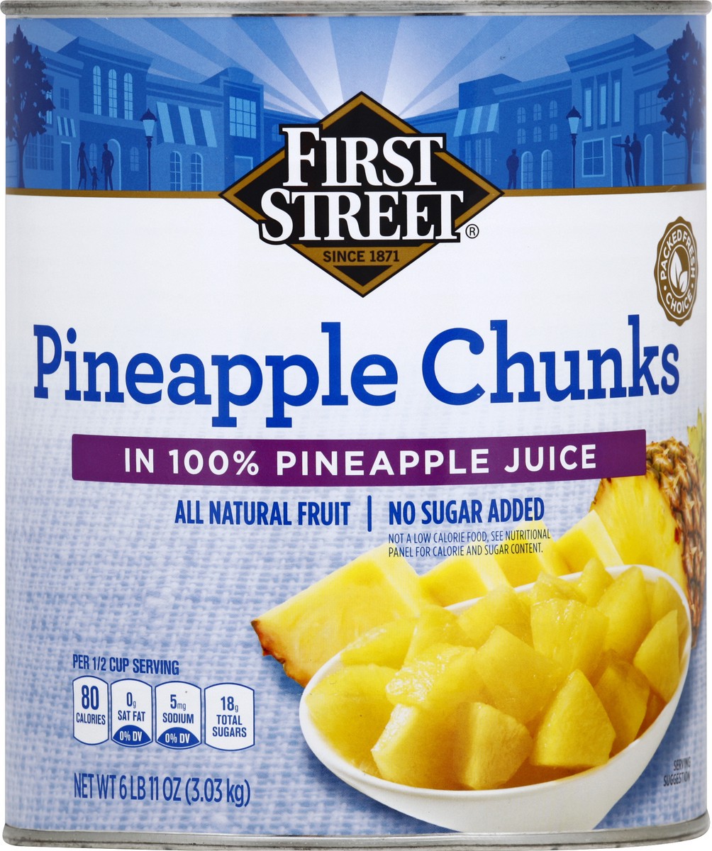 slide 2 of 6, First Street Chunk Pineapple In Juice, 107 oz