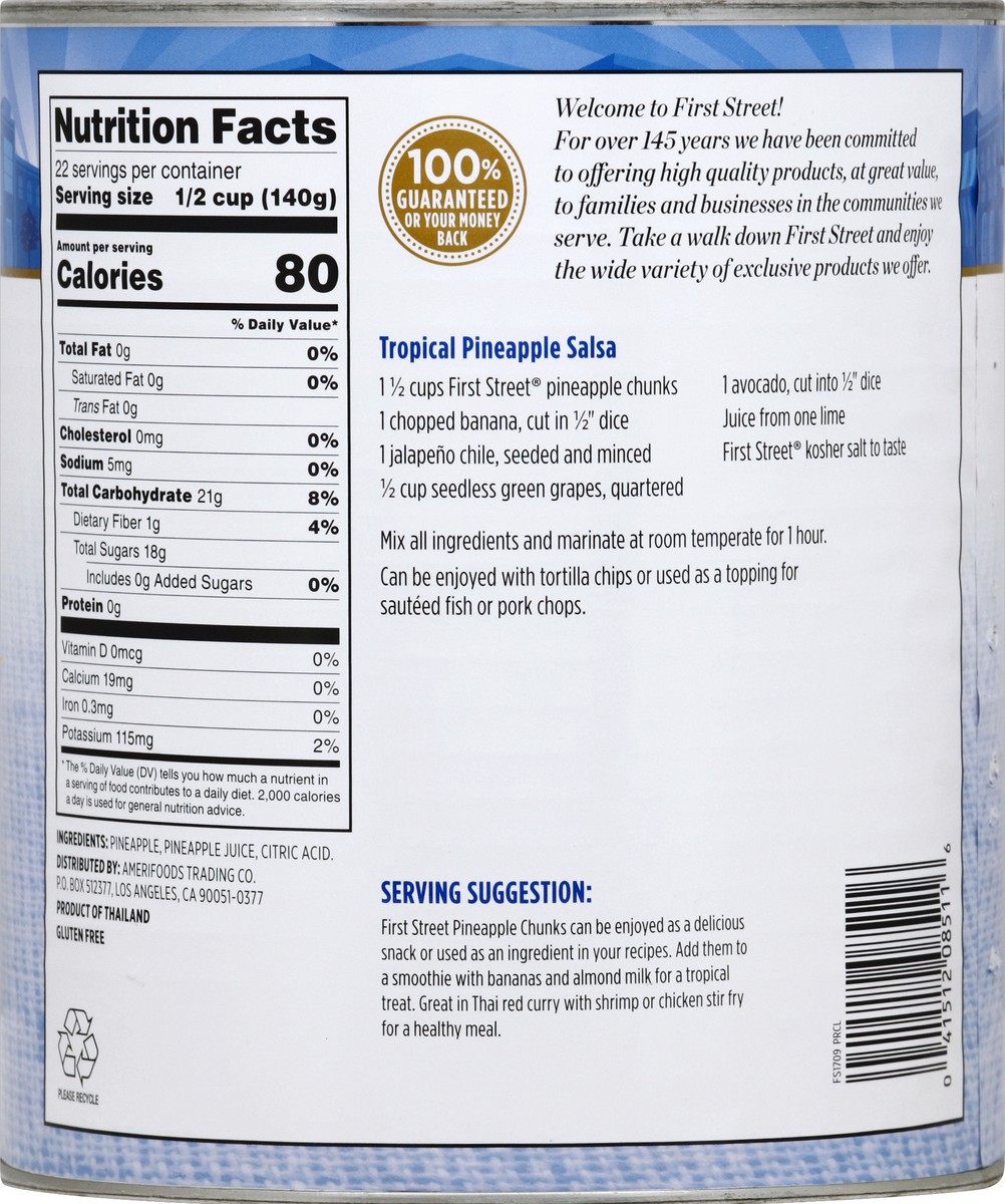 slide 3 of 6, First Street Chunk Pineapple In Juice, 107 oz