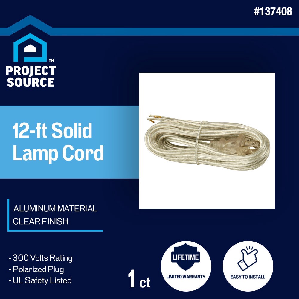 slide 2 of 4, Project Source 12-ft 18 / 2 Clear Solid Lamp Cord, 1 ct