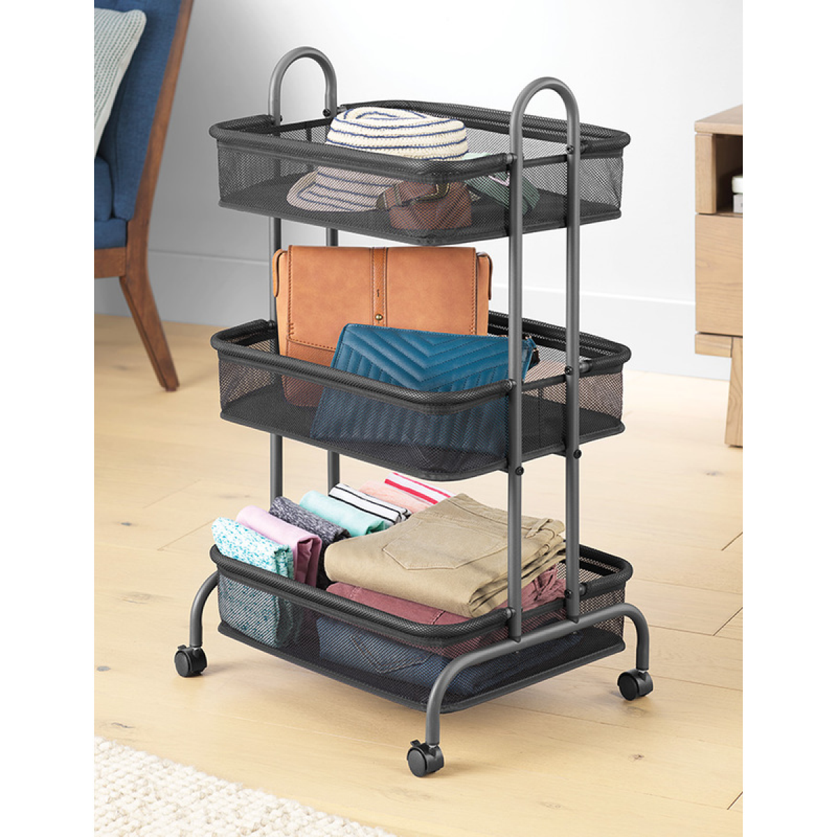 slide 1 of 1, Whitmor 3-Tier Metal Shelf Cart, 1 ct