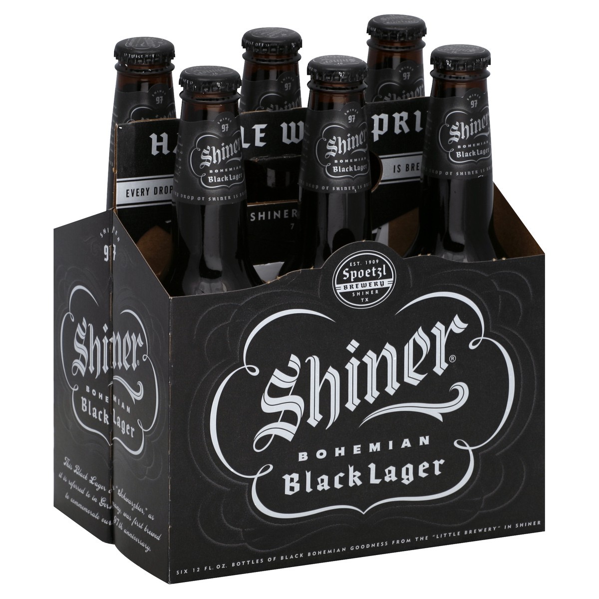 slide 2 of 5, Shiner Black Lager Beer, Shiner Craft Beer, 6 Pack, 12 fl oz Bottles, 4.9% ABV, 12 fl oz