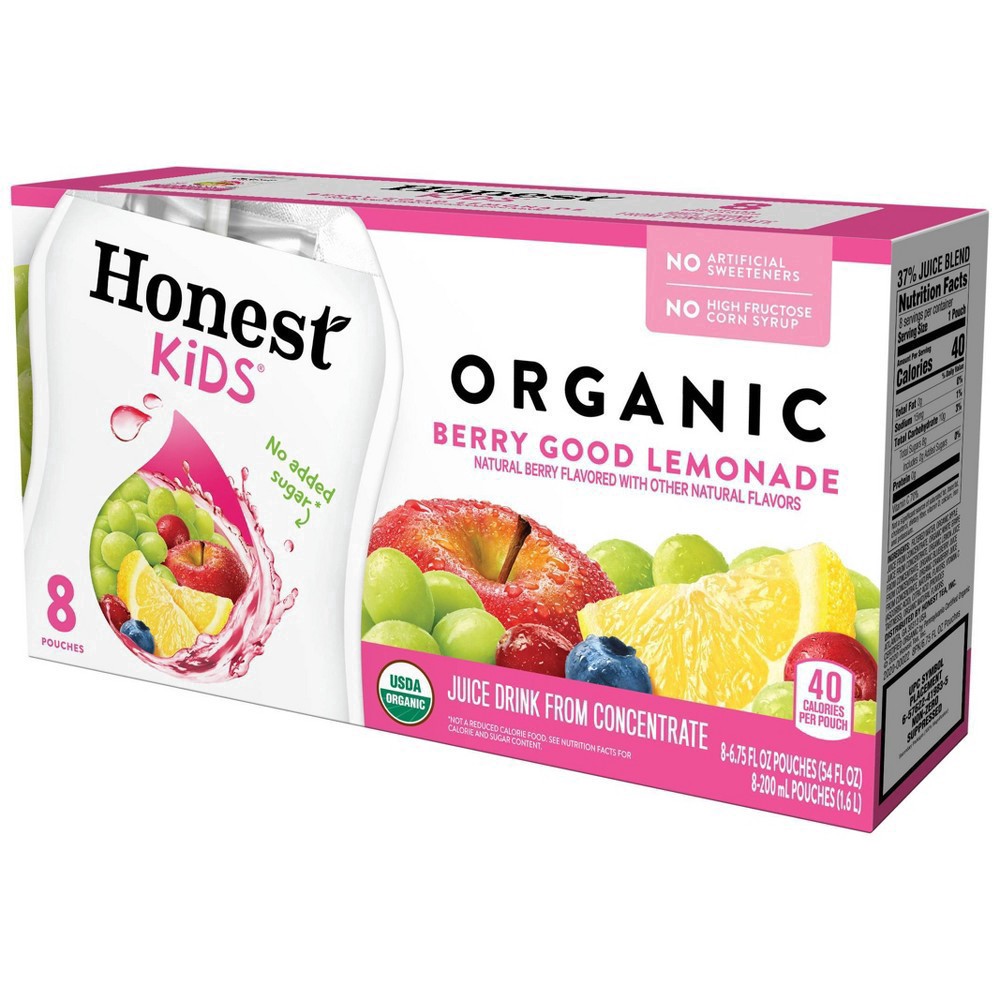 slide 4 of 11, Honest Kids Berry Berry Good Lemonade Organic Juice Drinks - 8pk/6.75 fl oz Pouches, 8 ct; 6.75 fl oz