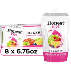 Honest Kids Organic Berry Good Lemonade Juice Drink Pouches 8-pack, 6.75 oz. each