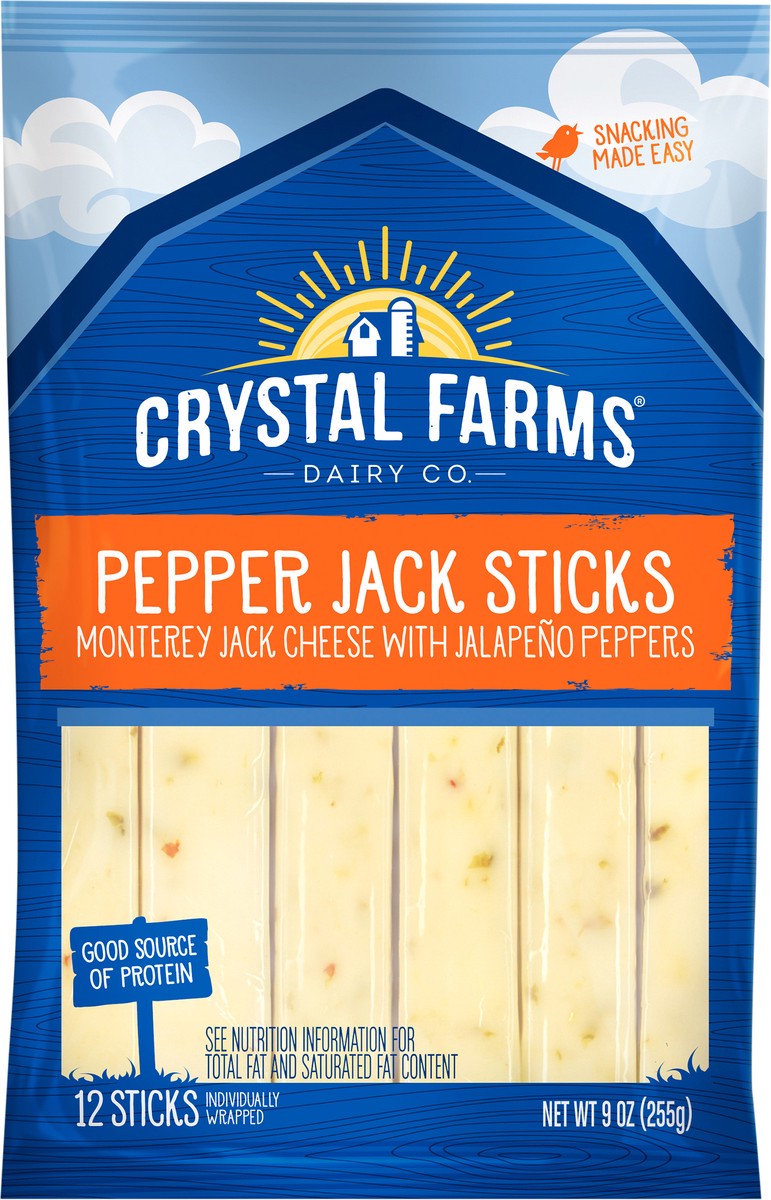 slide 2 of 6, Crystal Farms Cheese Sticks, Pepper Jack, 12 ct