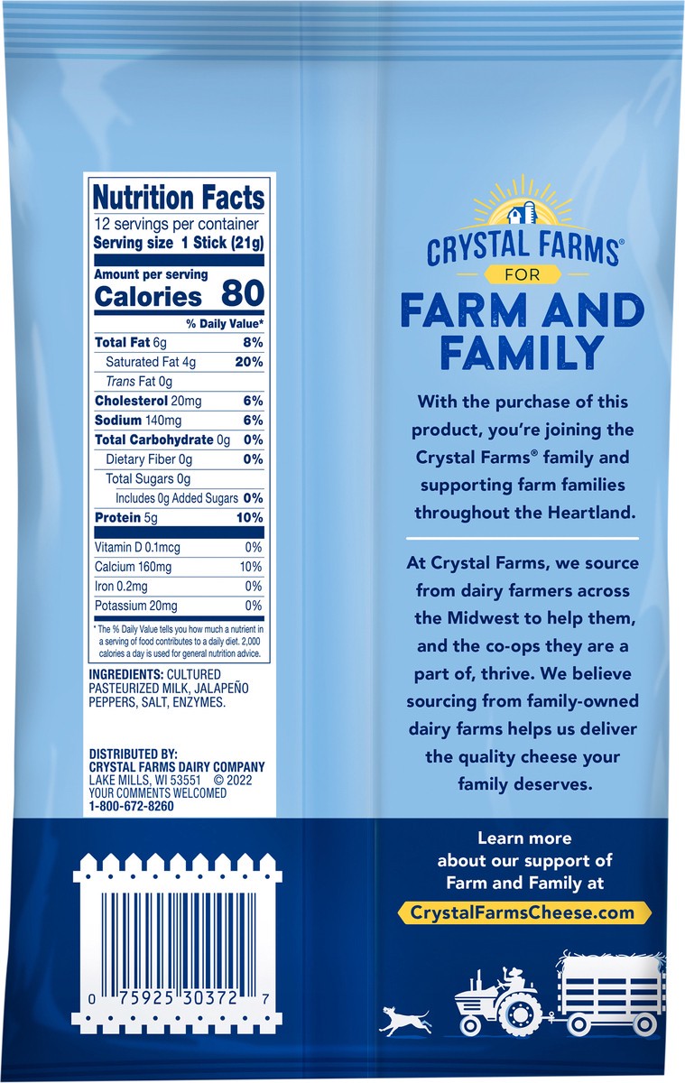 slide 3 of 6, Crystal Farms Cheese Sticks, Pepper Jack, 12 ct