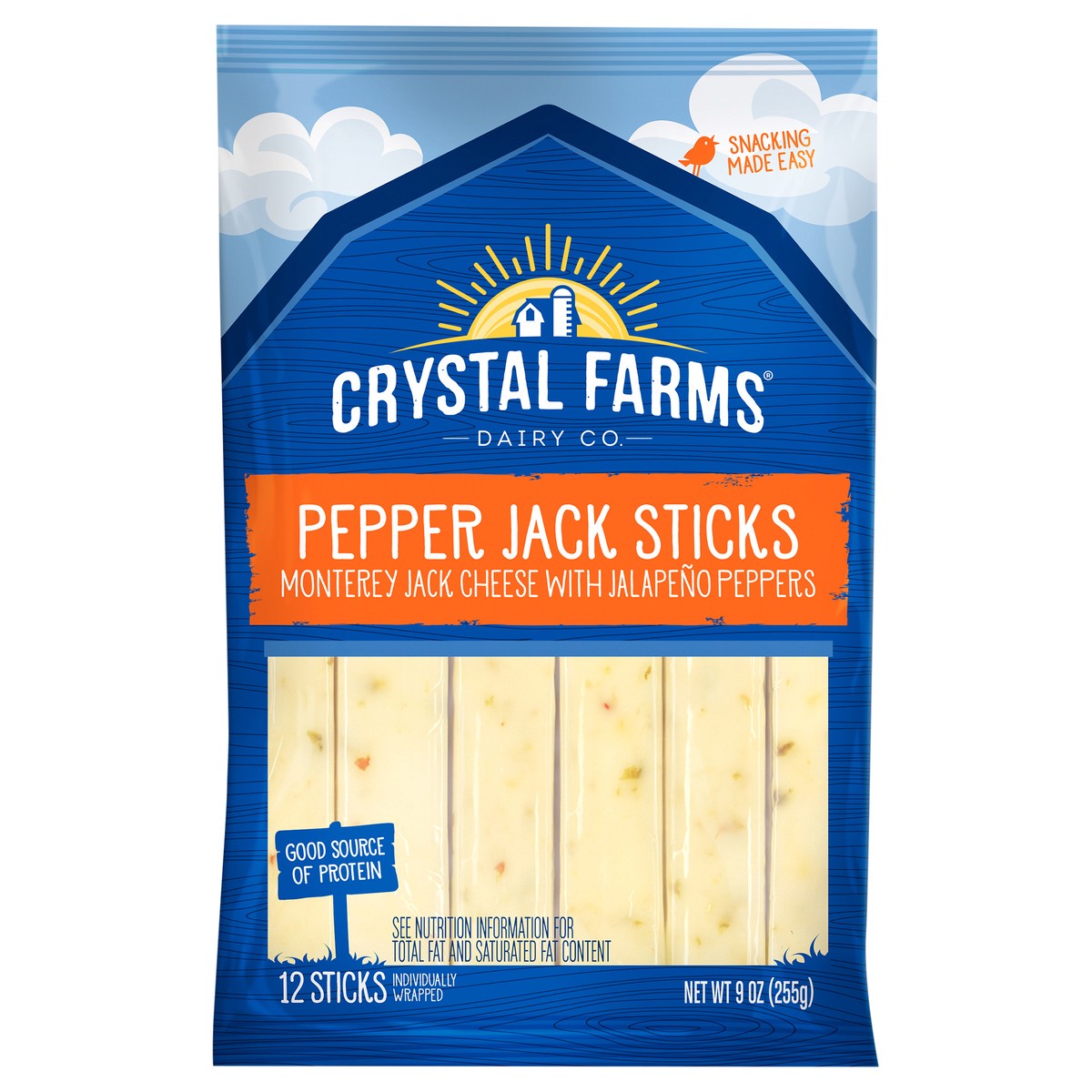 slide 5 of 6, Crystal Farms Cheese Sticks, Pepper Jack, 12 ct