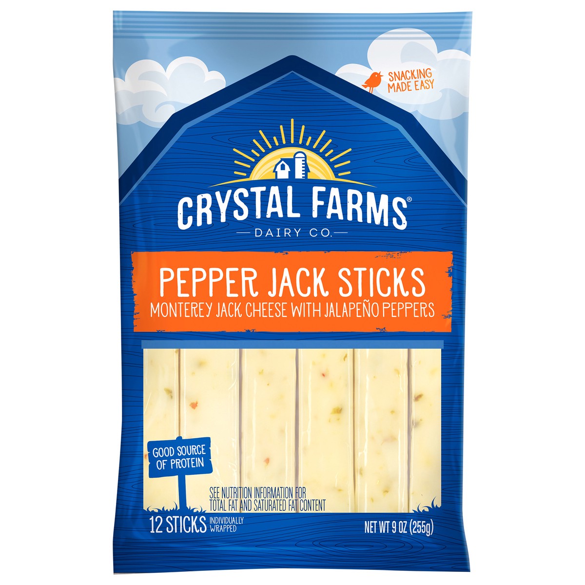 slide 1 of 6, Crystal Farms Cheese Sticks, Pepper Jack, 12 ct