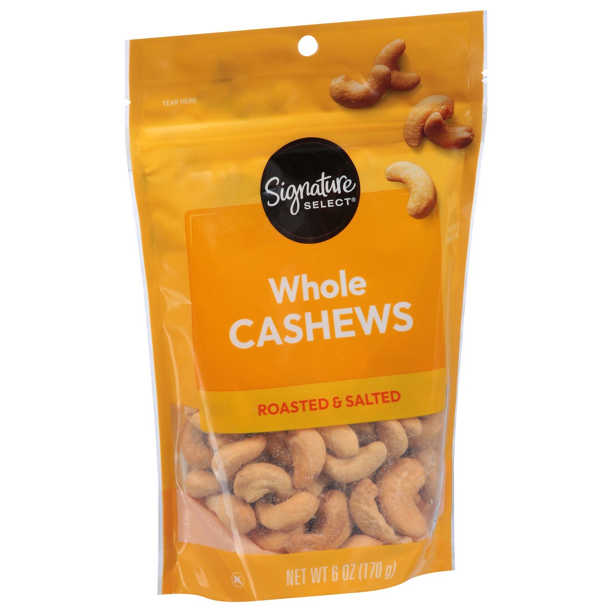 slide 13 of 13, Signature Select Whole Roasted & Salted Cashews 6 oz, 6 oz