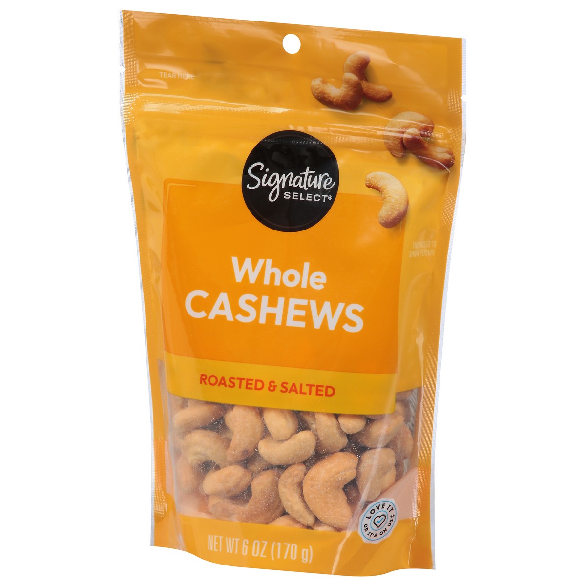 slide 2 of 13, Signature Select Whole Roasted & Salted Cashews 6 oz, 6 oz