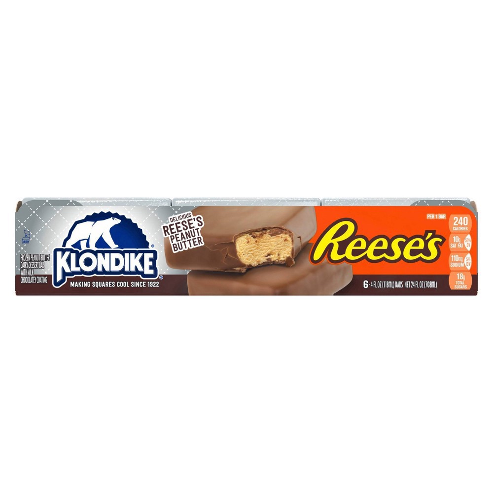 slide 13 of 13, Klondike Reese's Peanut Butter Cups Ice Cream Bars, 24 fl oz