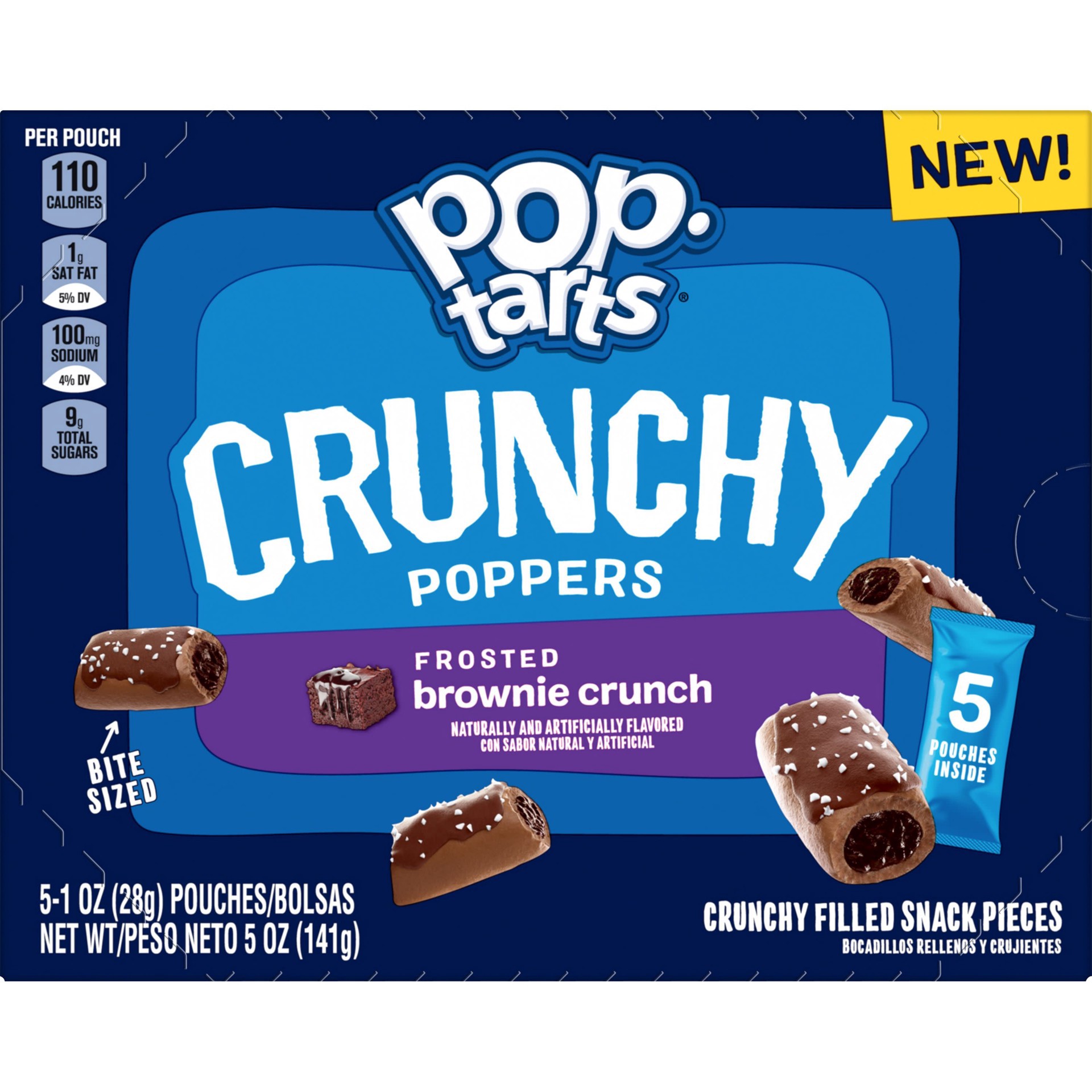 slide 1 of 1, Pop-Tarts Crunchy Poppers Crunchy Filled Snack Pieces, Kids Snacks, On-the-Go Snacks, Frosted Brownie Crunch, 5oz Box, 5 Pouches, 5 oz