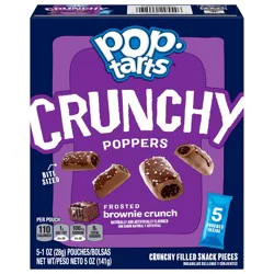 Pop-Tarts Crunchy Poppers Crunchy Filled Snack Pieces, Kids Snacks, On-the-Go Snacks, Frosted Brownie Crunch, 5oz Box, 5 Pouches