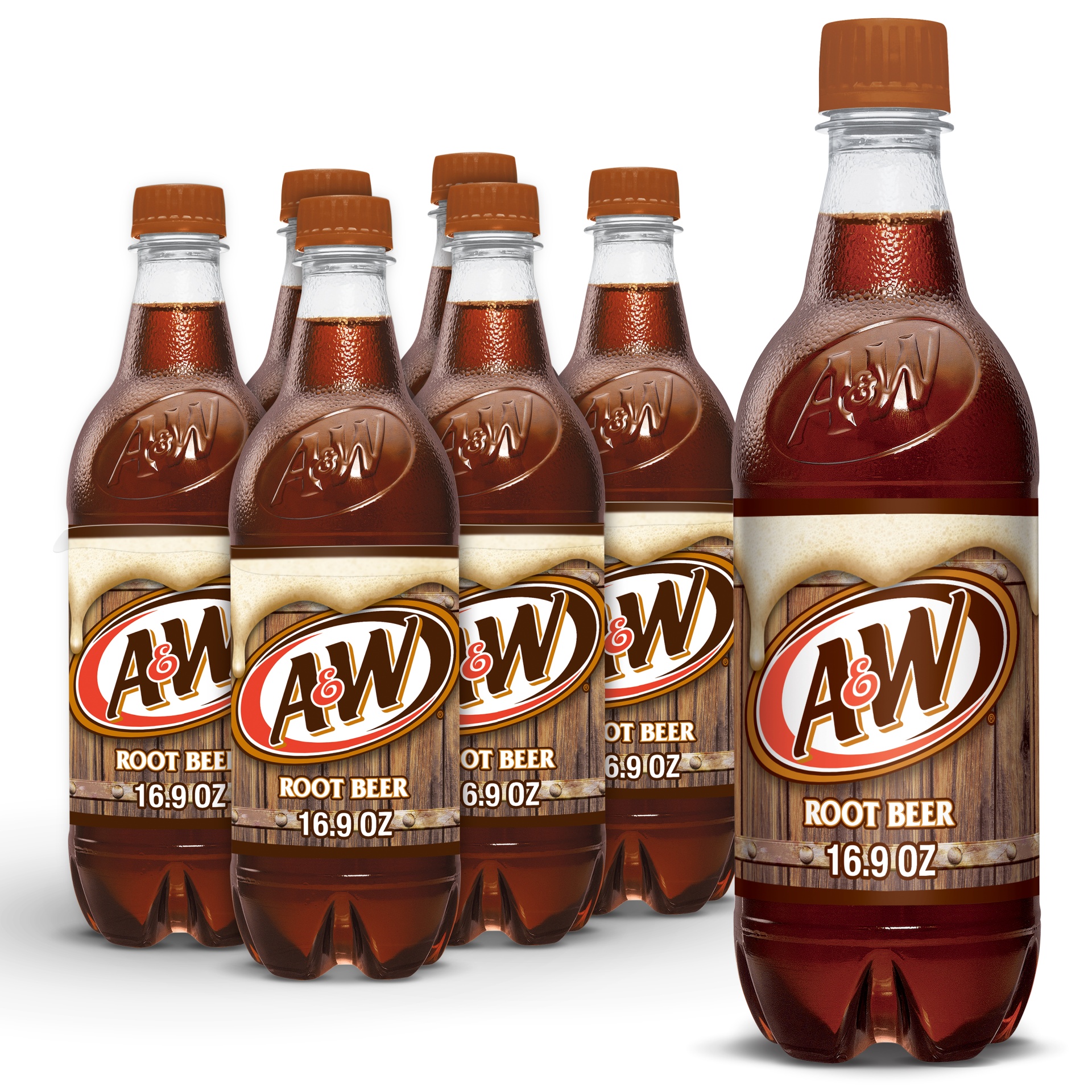 slide 1 of 1, A&W Root Beer Bottles, 6 ct; 16.9 fl oz
