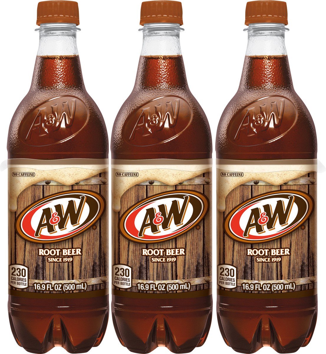 slide 1 of 7, A&W Root Beer Soda, .5 L bottles, 6 pack, 6 ct; 16.9 fl oz
