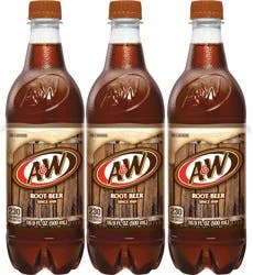 A&W Root Beer Soda, .5 L bottles, 6 pack