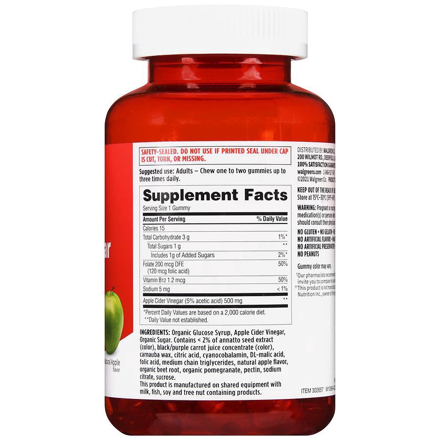 slide 5 of 5, Walgreens Apple Cider Vinegar Gummy, 60 ct