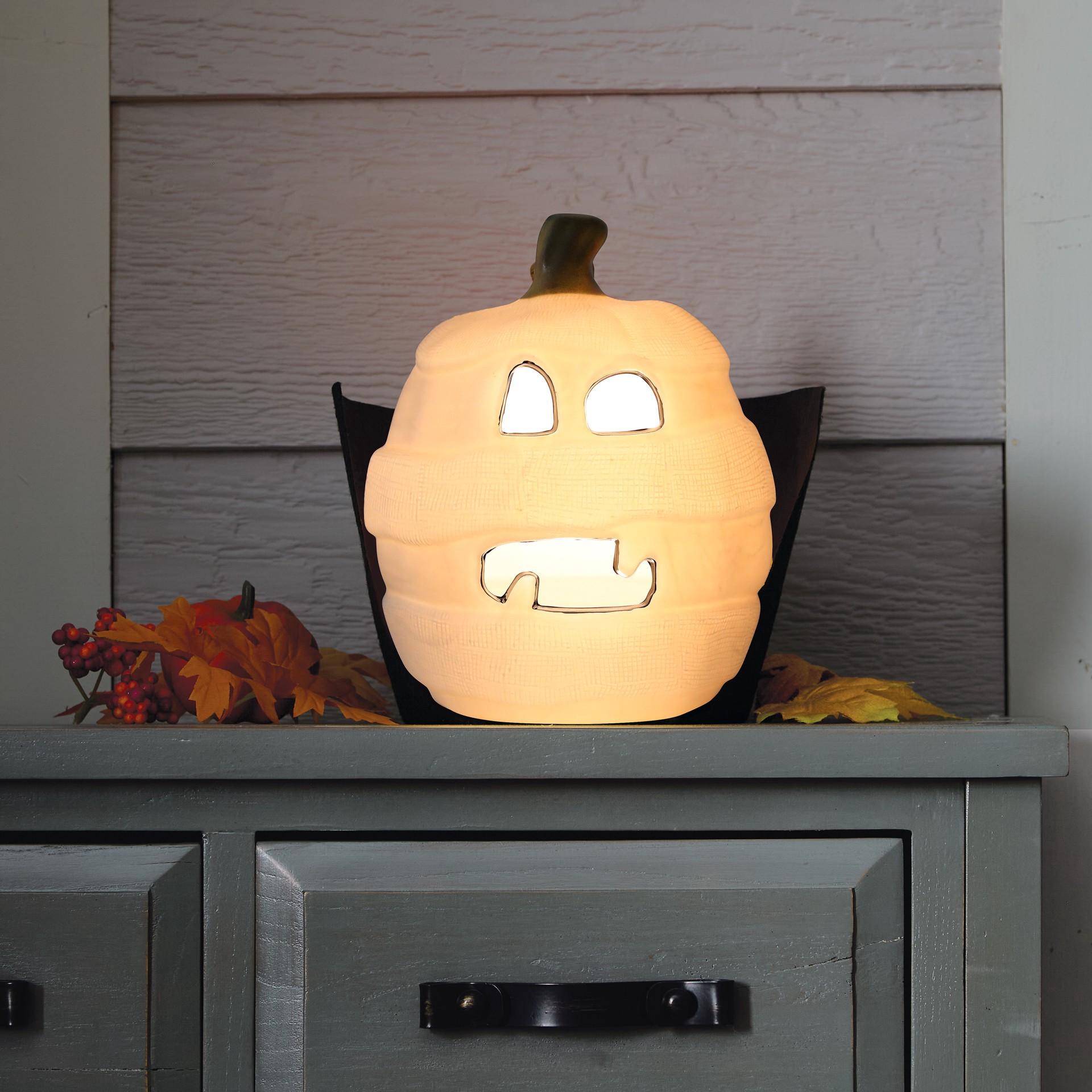 slide 3 of 3, 10.5" Lighted Mummy Pumpkin By Ashland, 8.5 in x 8.5 in x 10.5 in