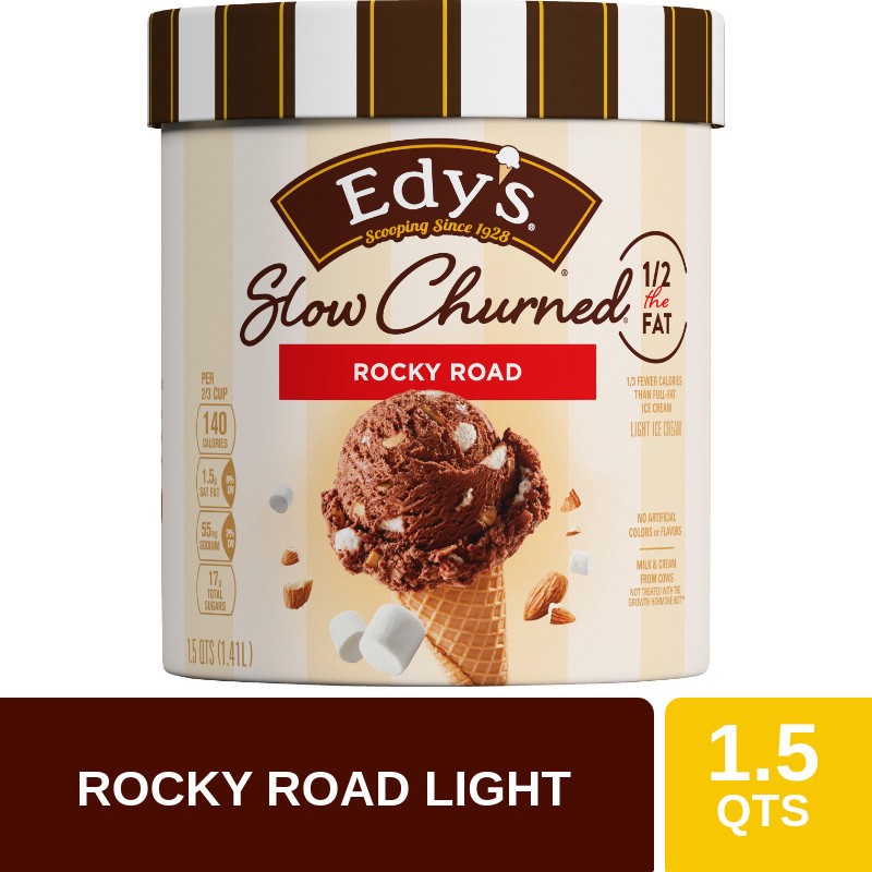 slide 5 of 5, Edy's/Dreyer'S Slow Churned Rocky Road Light Ice Cream, 1.5 Qt, 