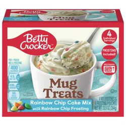 Betty Crocker Mug Treats Rainbow Chip Cake Mix with Frosting, 4 Servings, 13.9 oz.