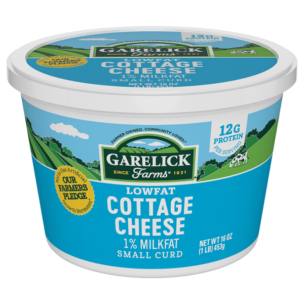 slide 1 of 1, Garelick Farms 1% Lowfat Small Curd Cottage Cheese, 16 oz