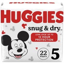 Huggies Snug & Dry Baby Diapers, Size 5, 22 Ct