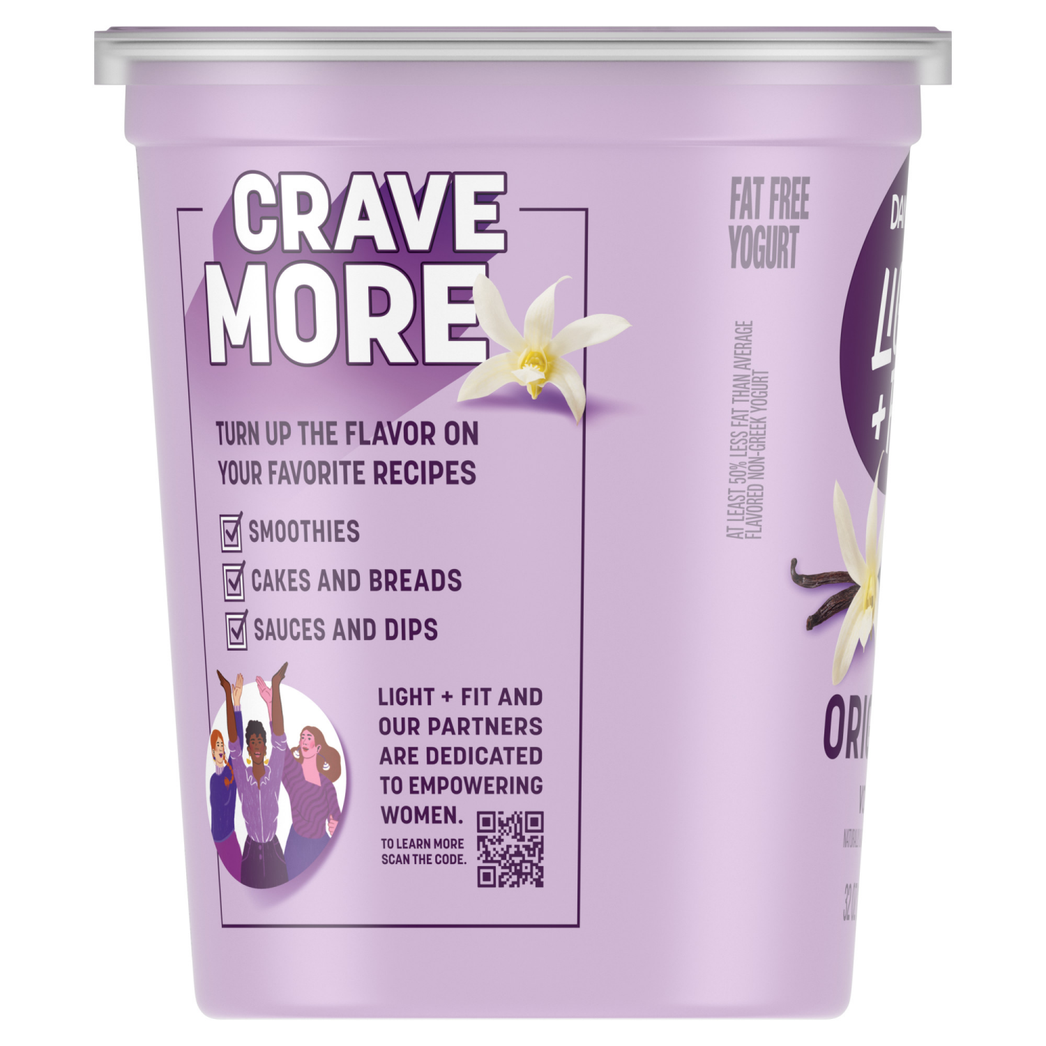 slide 7 of 8, Dannon Light + Fit Vanilla Fat Free Yogurt, 32 OZ, 32 oz