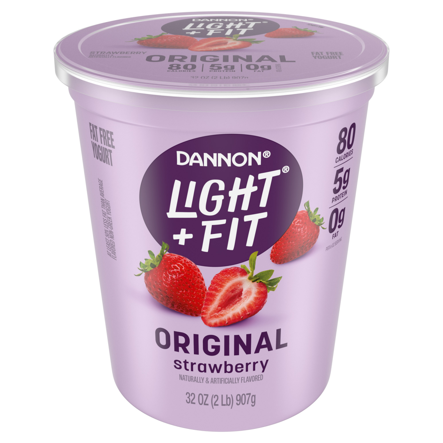 slide 2 of 8, Dannon Light + Fit Nonfat Gluten-Free Strawberry Yogurt, 32 Oz., 32 oz