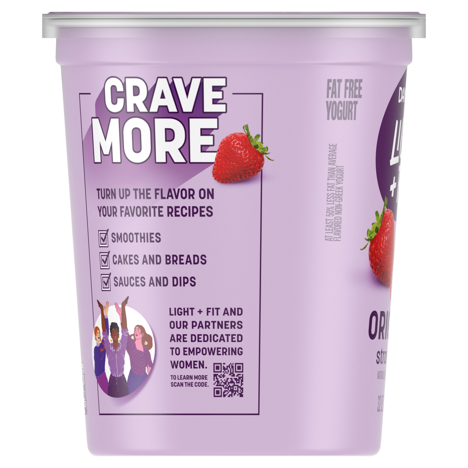 slide 7 of 8, Dannon Light + Fit Nonfat Gluten-Free Strawberry Yogurt, 32 Oz., 32 oz