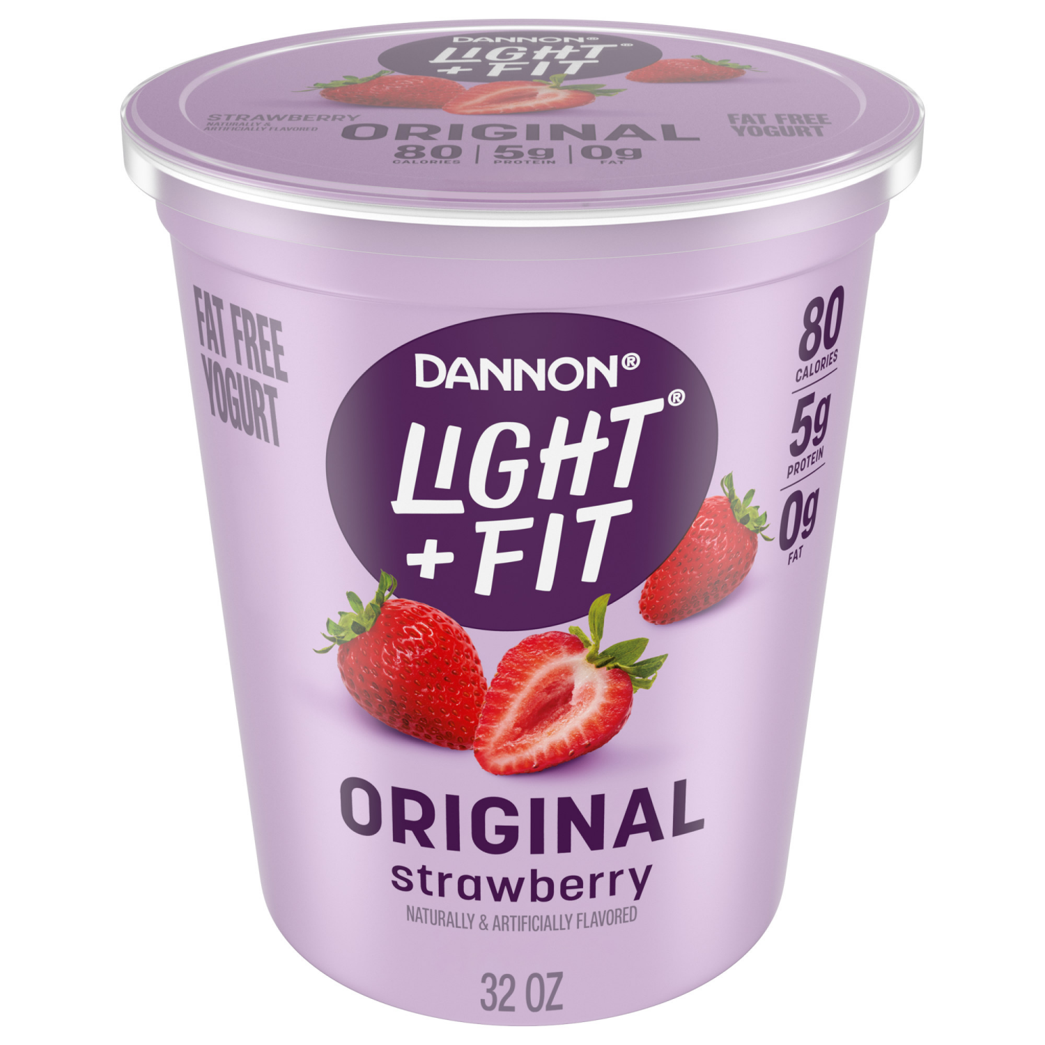 slide 1 of 8, Dannon Light + Fit Nonfat Gluten-Free Strawberry Yogurt, 32 Oz., 32 oz