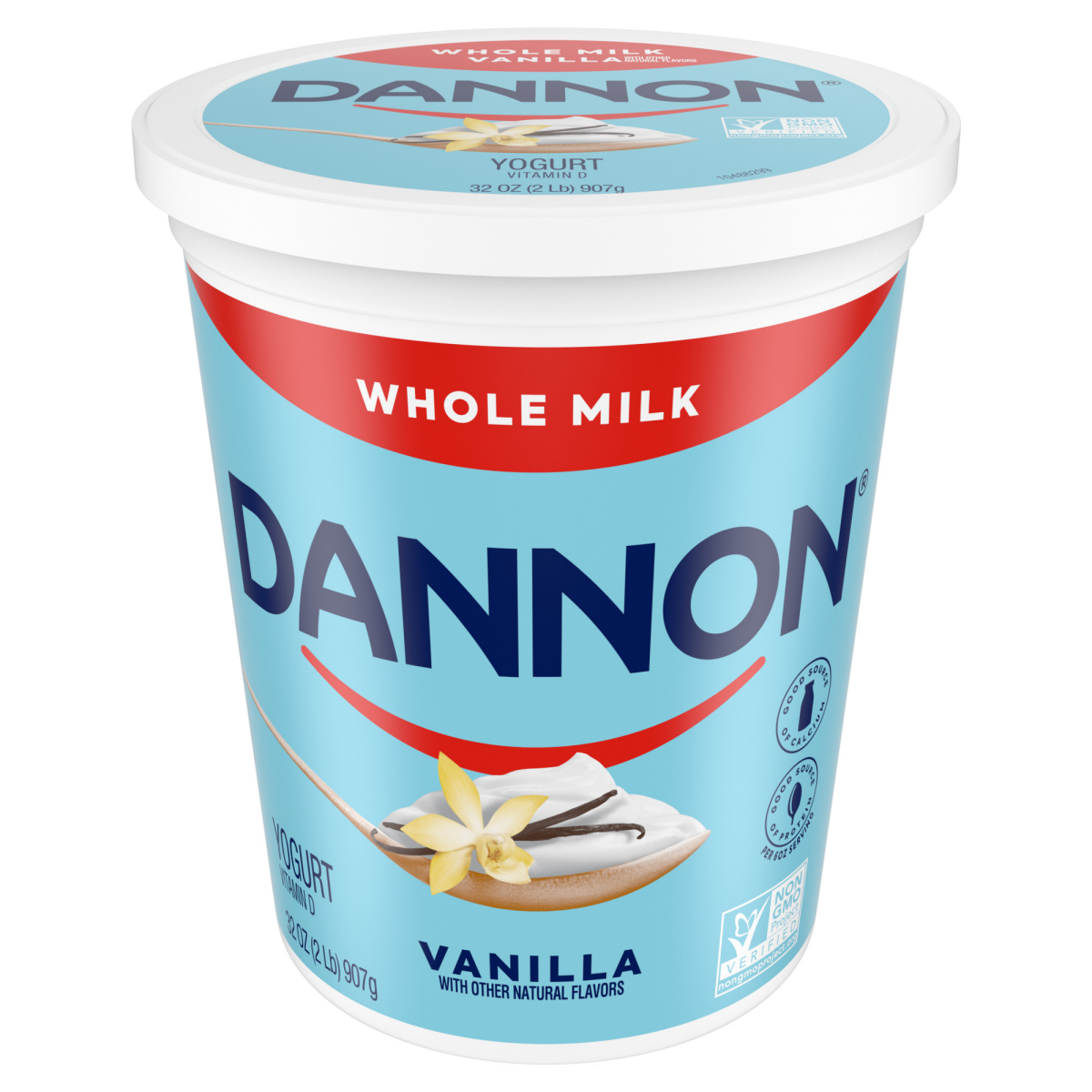 slide 21 of 29, Dannon Vanilla Whole Milk Yogurt, Good Source of Calcium and Protein with the Rich and Creamy Taste of Vanilla Yogurt, 32 OZ Quart, 32 oz