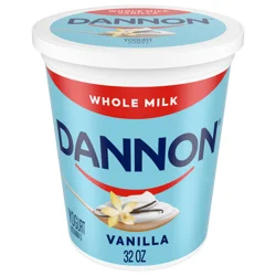 Dannon Vanilla Whole Milk Yogurt, 32 OZ Quart
