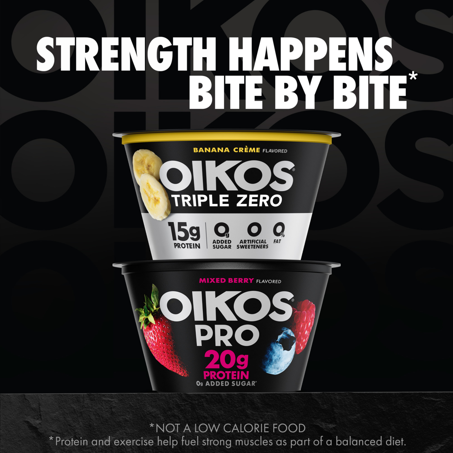 slide 8 of 8, Oikos Banana Creme 15g Protein, 0g Added Sugar, Nonfat Greek Yogurt, 5.3 OZ Cup, 5.3 oz